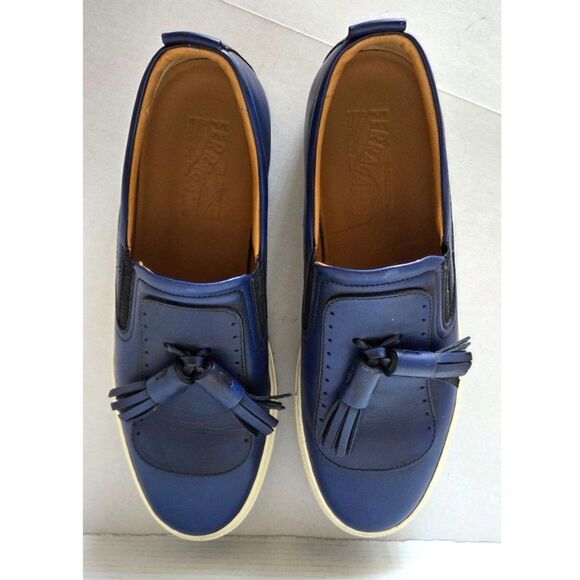 Salvatore Ferragamo Lucca Slip-On Sneaker Tassel Loafer Platform Blue Mens 8.5 main image 10